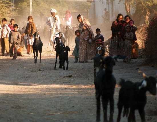 India leaving a village Gujarat 1998